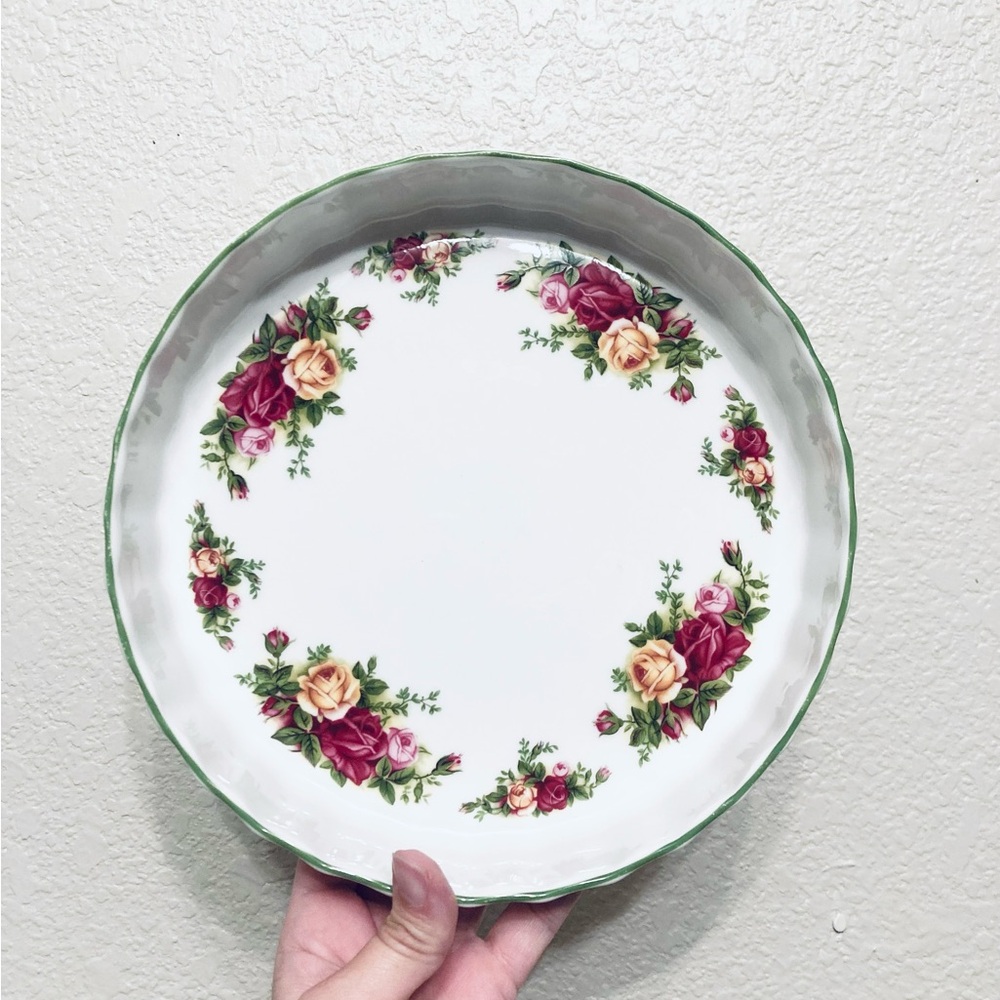 Royal Albert Old Country Roses Quiche Dish Vintage Cottagecore Countryside Farm
